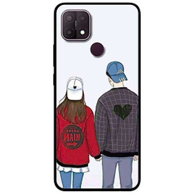 Ốp lưng dành cho Oppo A15 - A15s mẫu Cặp Đôi Mũ Trắng Xanh