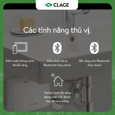 Máy Làm Nước Nóng Tức Thì CLAGE E-mini MCX7, Chống Giật, Điều Khiển Thông Minh Làm Nước Nóng Trực Tiếp - Hàng Chính Hãng
