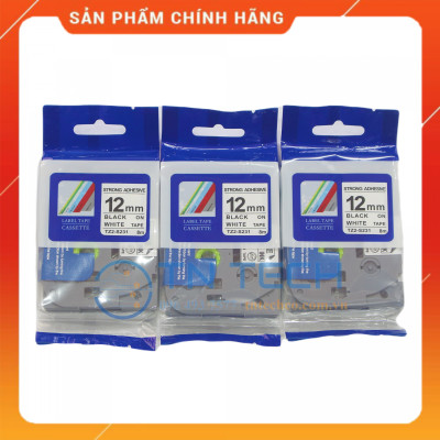 Nhãn In TZ2-S231 - Đen nền trắng 12mm x 8m - Dùng cho máy in BROTHER - AIMO - PUTY [Hàng nhập khẩu]