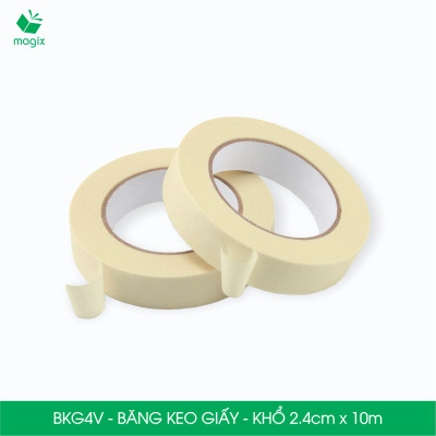 BKG4V - Block 6 cuộn băng keo giấy khổ 2.4cm x 10m - Băng dính giấy viết được, chặn màu sơn