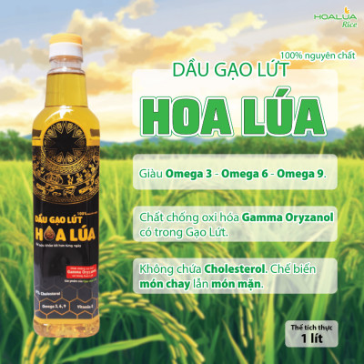 Dầu Gạo Lứt Hoa Lúa chai 1 lít - Tốt cho sức khoẻ tim mạch