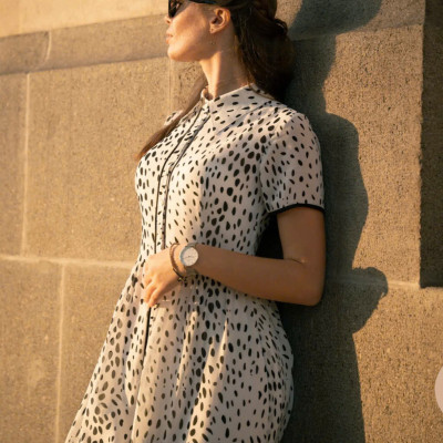 Đầm Midi Sơ Mi Hạ Viên. Đầm Sơ Mi Dài, Đầm Sơ Mi Chấm Bi Dre238 Thời trang thiết kế Hity