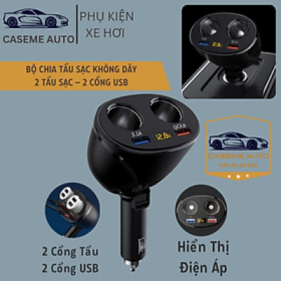 Bộ Chia Tẩu Sạc Ô Tô Không Dây - Chia 2 Nguồn Tẩu 1 Cổng Sạc 3.1A Và 1 Cổng Sạc Nhanh QC 3.0 - Hàng Nhập Khẩu