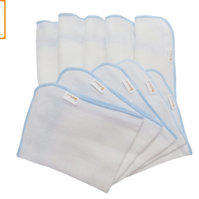 Set 10 Khăn gạc sơ sinh G10 nhỏ vắt sổ BABIBOO - BK01
