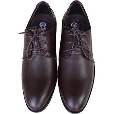 Giày tây nam buộc dây Trường Hải màu nâu đế cao su  cao 3.5cm da bò thật GT0121