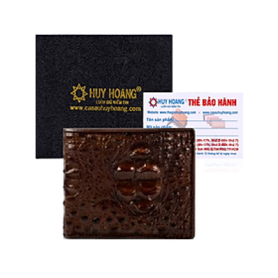 HJ2241 - Bóp nam Huy Hoàng da cá sấu nguyên con màu nâu đất