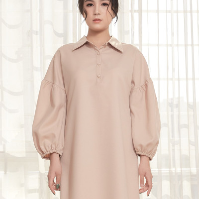 Đầm Suông Phom Rộng Cổ Sơ Mi Bản To Maxivic, La Mộc - LM012217