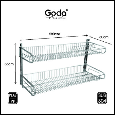 Kệ Mâm 2 Tầng Úp Chén Dĩa Có Khay Hứng Goda PT965
