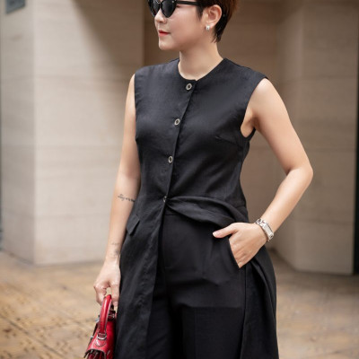 Áo kiểu không tay dáng dài Grainne thiết kế cao cấp WHITE CHIC