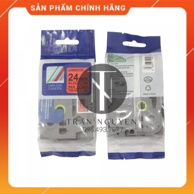 [Combo 5 hộp] Nhãn In đa lớp Tz2-451 - Đen nền đỏ 24mm x 8m - Hàng nhập khẩu