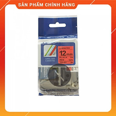 Nhãn In đa lớp Tz2-431 - Đen nền đỏ 12mm x 8m - Hàng nhập khẩu