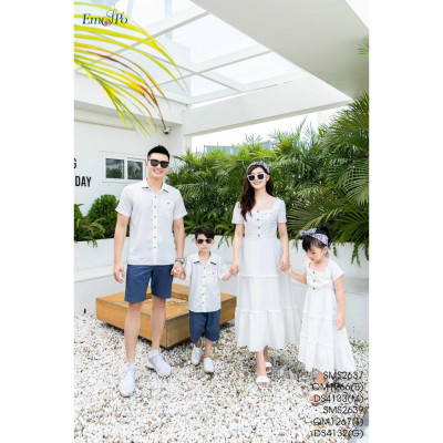 Đầm nữ xòe cổ vuông, bèo tầng, đính cúc Emspo DS4133