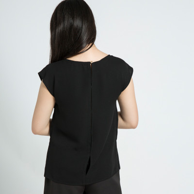 Áo Kiểu Cao Cấp Áo Đắp Vạt Thời trang thiết kế Hity TOP090 (Đen Huyền Bí)