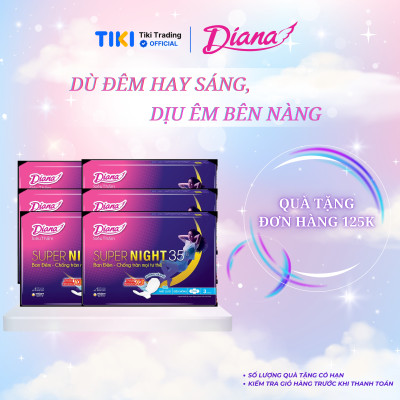 Combo 6 Băng Vệ Sinh Diana Super Night 35cm (Gói 3 Miếng)