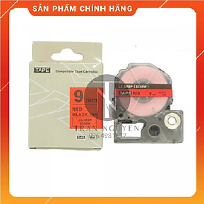 Nhãn in Tepra SC9RW (LC-3RBP) - Chữ đen nền đỏ 9mm x 8m - Hàng nhập khẩu