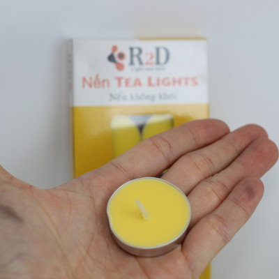 Nến tealight 10 viên không khói không mùi R2D màu vàng dùng cho đèn xông tinh dầu