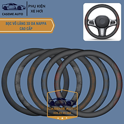 Bọc Vô Lăng Ô Tô 3D Da Nappa Cao Cấp Siêu Mỏng - Thiết Kế Lỗ Thoát Khí, Chống Trơn Trượt - Hàng Chính Hãng