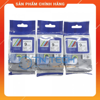 Nhãn In HZE-FX221 - Đen nền trắng 9mm x 8m - Dùng cho máy in BROTHER - AIMO - PUTY [Hàng nhập khẩu]
