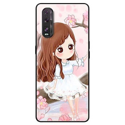 Ốp lưng dành cho Oppo Find X2 mẫu Nàng Chibi Nền Hồng