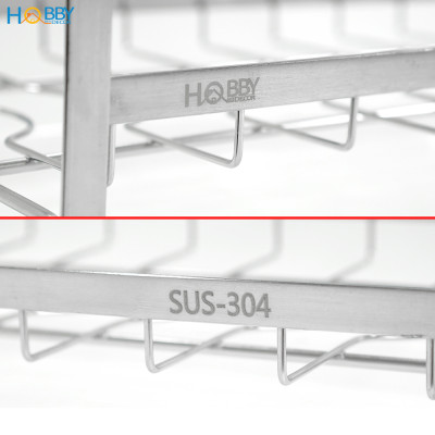 Kệ úp chén 9 ngăn có khay nhựa nhỏ gọn Inox 304 Hobby Home Decor KUC9