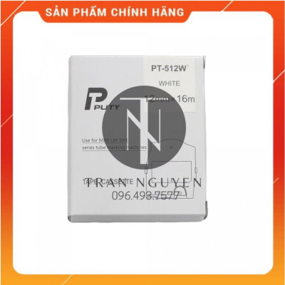 [Combo 3 cuộn] Băng nhãn in MAX PT-512W - Đen nền trắng 12mm x 16m - Hàng nhập khẩu