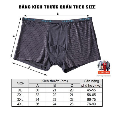Hộp 4 quần lót nam thông hơi - quần sịp nam tam giác đùi - có size lớn MLQ01
