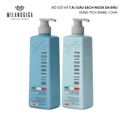 Combo Dầu Gội & Xả hương nước hoa Milanogica 355ml Phục hồi hư tổn, Gỉảm gàu sạch ngứa da đầu