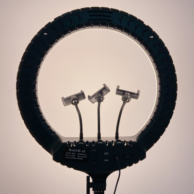 Đèn Livestream size 26 36 45 cm và chân đế 2m hỗ trợ chụp ảnh Make up trang điểm nhiều chế độ sáng, kèm kẹp điện thoại - Hàng chính hãng