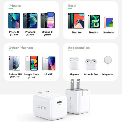 Củ sạc nhanh USB Type C 20W QC 4.0 Ugreen 70572 chân cắm US gấp gọn - Hàng chính hãng