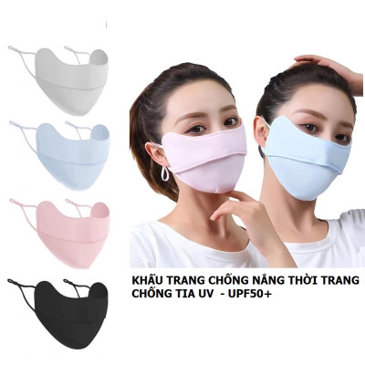Khẩu Trang Vải Thun, Chống Nắng, Chống Tia Cực Tím UV UPF50+ Có Nút Chỉnh Dây