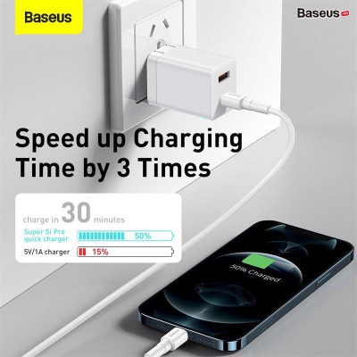 Củ sạc nhanh Baseus Super Si Pro 30W Quick Charger 1C+ 1U CCSUPP - Hàng chính hãng