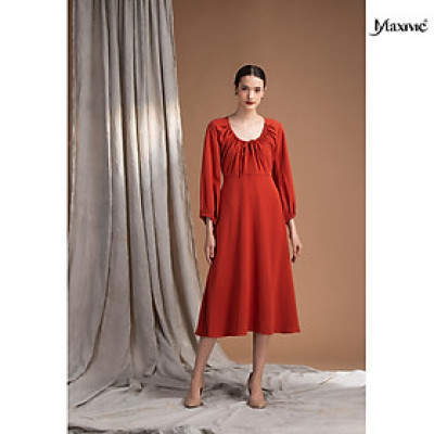 Đầm rút dây ở cổ màu gạch M012210029