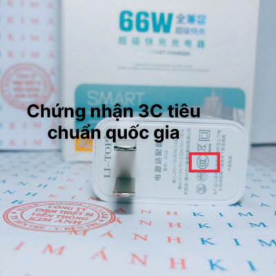 Củ sạc nhanh LI-TOP AC16 66W, đạt chứng nhận 3C tiêu chuẩn quốc gia, cho dùng thử 30 ngày bảo hành hàng chính hãng 12 tháng