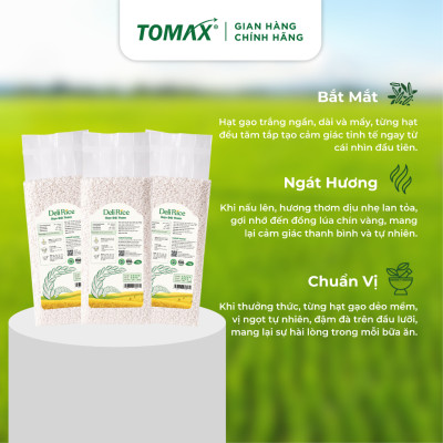 Combo 3 túi 1kg Gạo Đài Thơm - tơi xốp, dẻo cơm, thơm dịu - TOMAX
