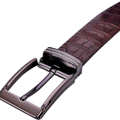 Thắt Lưng Nam Da Cá Sấu Gai Bụng Bản Lớn Đầu Kim Huy Hoàng HT4231 - Nâu Đất