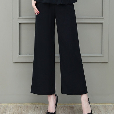 Quần ống rộng khoá sườn vải co giãn nhẹ mềm mịn QT23