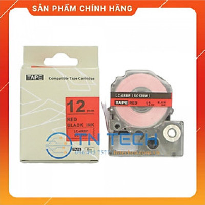 Nhãn in TEPRA - EPSON LC-4RBP (SC12RW) – Chữ đen nền đỏ 12MM X 8M  - Dùng cho máy in nhãn TEPRA - EPSON [Hàng nhập khẩu]