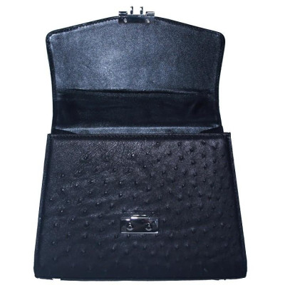 Túi hộp đeo chéo nữ Huy Hoàng da đà điểu màu đen HC6457