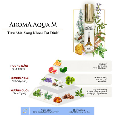 Aroma Aqua M -Tinh Dầu Nước Hoa Pháp Dạng Lăn 12ml