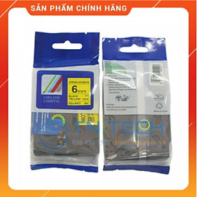 Nhãn In HZE-S611 - Đen nền vàng 6mm x 8m - Dùng cho máy in BROTHER - AIMO - PUTY [Hàng nhập khẩu]