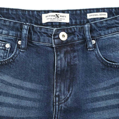Quần Short Jeans Nam Rách Cao Cấp HUNTER X-RAYS Form Slimfit Thun Màu Xanh S63