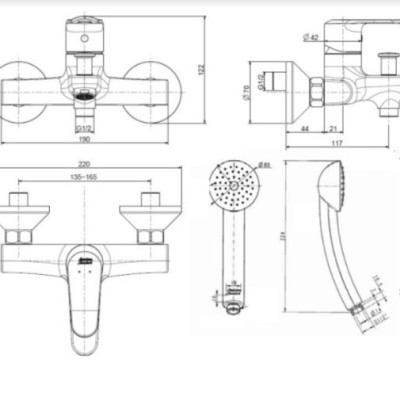 Vòi tắm sen nóng lạnh Neo Modern WF-0711(FFAS0711) - hàng chính hãng American Standard