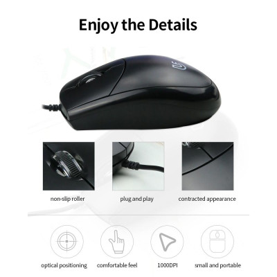 Chuột uFound U-63 có dây hỗ trợ USB 1000DP cho văn phòng gia đình