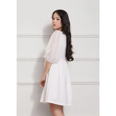 Đầm Babydoll Lụa Crep, Tay Lửng, Tùng Nhún Maxivic, La Mộc - LM012209