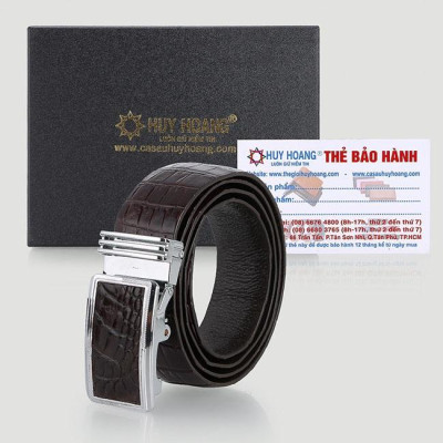 HP4742-43-44-45 - Thắt lưng nam da cá sấu Huy Hoàng nguyên con bụng 3,5P màu đen, nâu đỏ, nâu đất, vàng