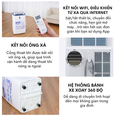 Máy lạnh di động 12.000 BTU FujiE, điều hòa di động mini thông minh điều khiển qua App không cần lắp đặt - Hàng chính hãng