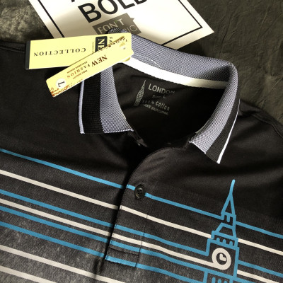 Áo Thun Nam Ngắn Tay Cổ Bẻ Họa Tiết Ngang Ngực Lịch Lãm Bắt Mắt - LZPS130