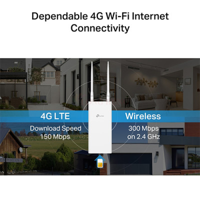 Bộ mở rộng sóng Wifi 4G LTE TP-Link Outdoor Router 300 Mbps TL-MR100-Outdoor - Hàng chính hãng