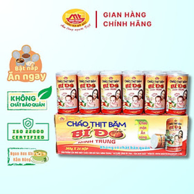 Cháo thịt băm bí đỏ Minh Trung 365g - CTBBĐ 24 (thùng 24 lon)