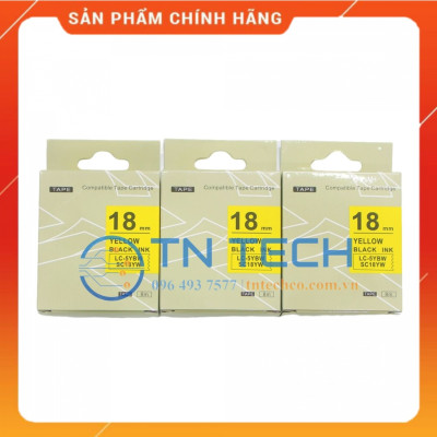 Nhãn in TEPRA - EPSON LC-5YBW (SC18YW) – Chữ đen nền vàng 18MM X 8M  - Dùng cho máy in nhãn TEPRA - EPSON [Hàng nhập khẩu]